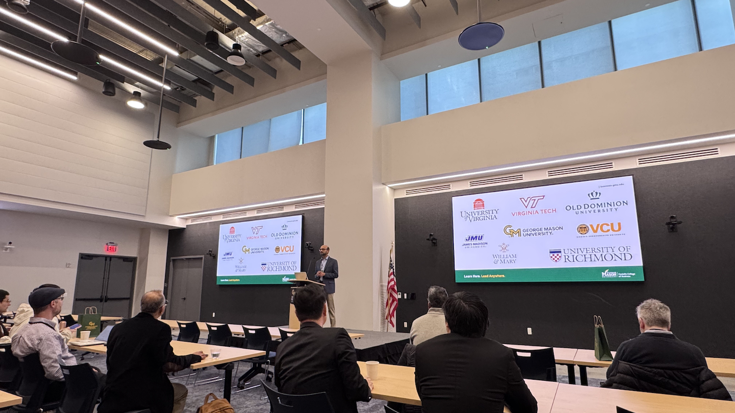 Pallab Sanyal, area chair of information systems and operations management, presenting at the Virginia Research Seminar Series. Photo courtesy of Pallab Sanyal.