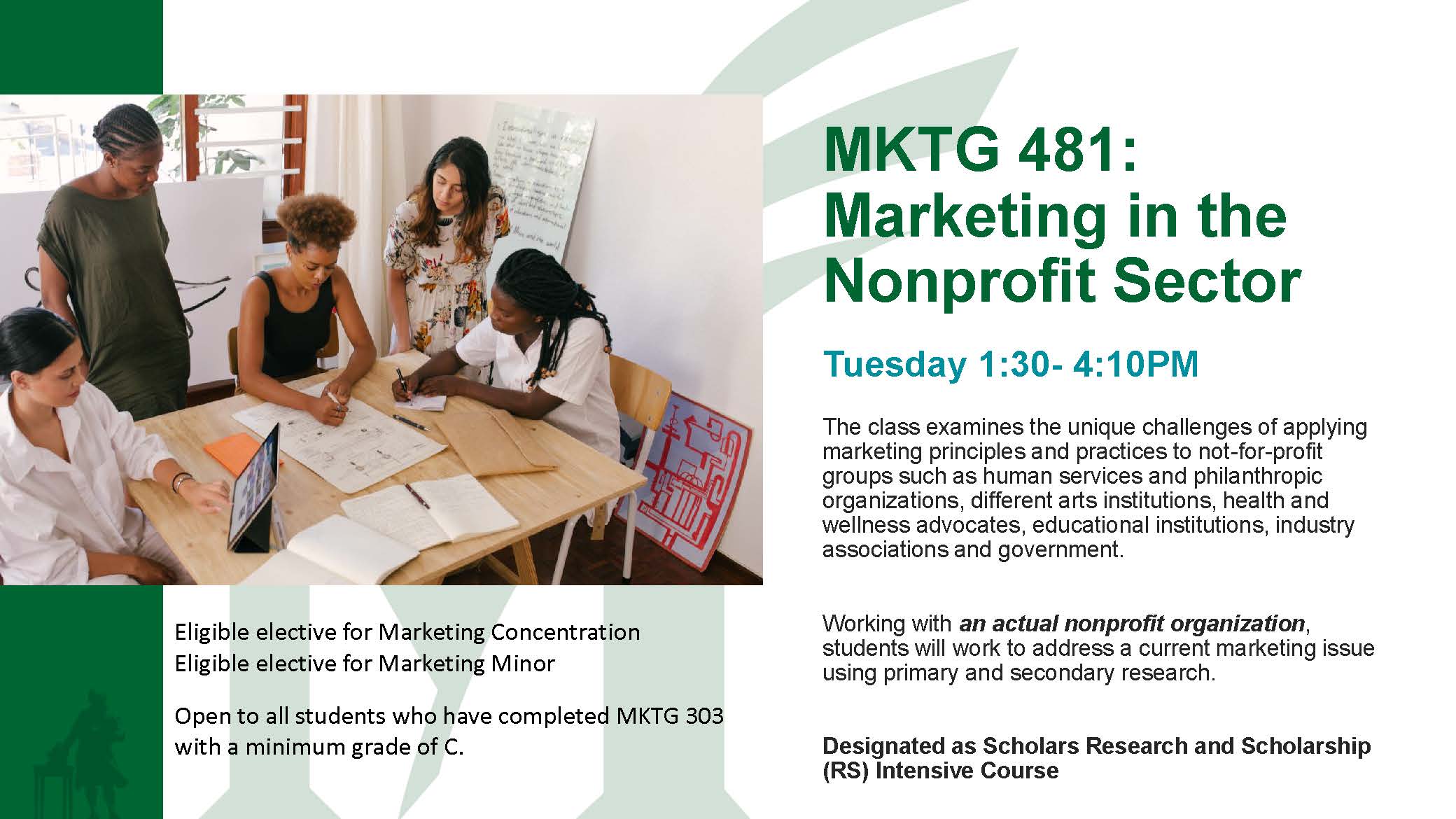 MKTG 48: Marketing in the Nonprofit Sector Course info for Spring 2023