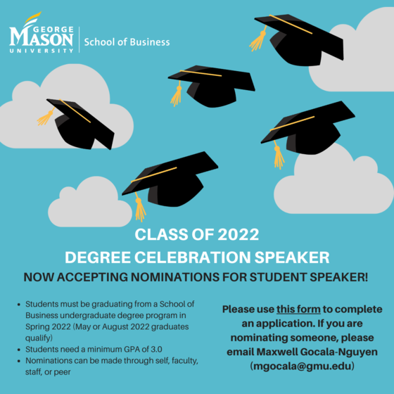 Class of 2022 Degree Celebration Student Speaker Flyer