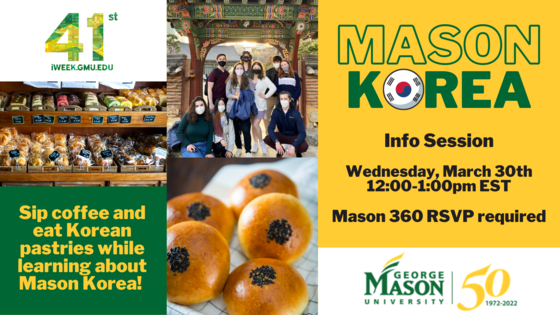 Mason Korea Study Abroad flyer with image of Korean pastries